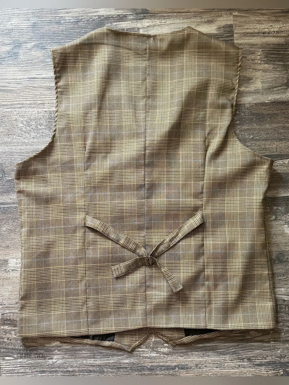 Double-Breasted Brown Plaid Suit Vest Men’s XL